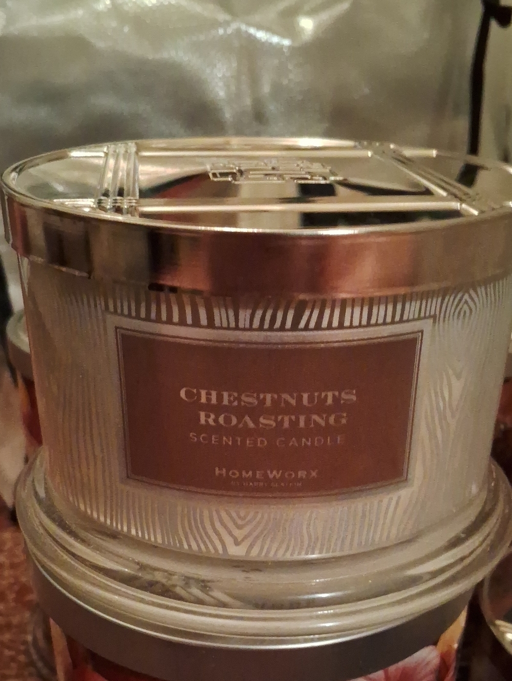 HomeWorx Chestnuts Roasting Scented Candle - Metallic Silver
